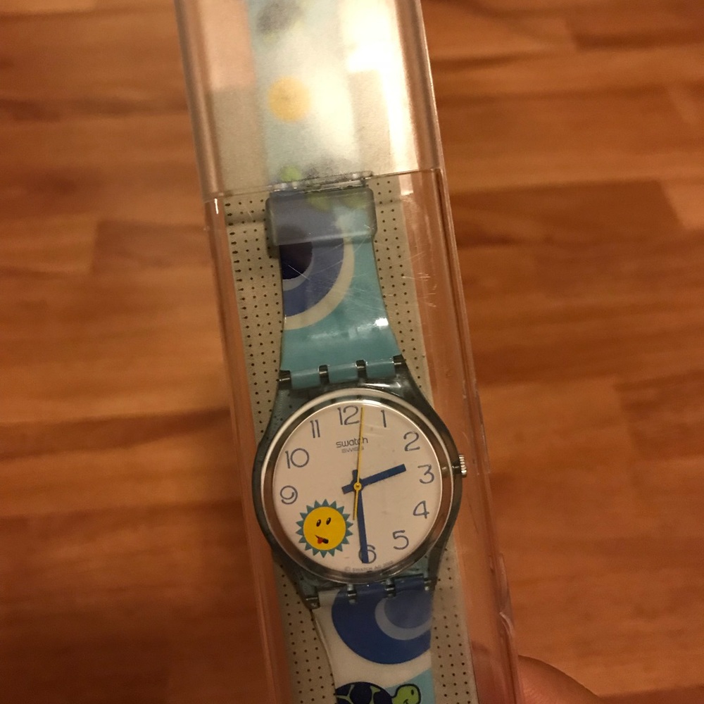 Swatch blue turtle watch